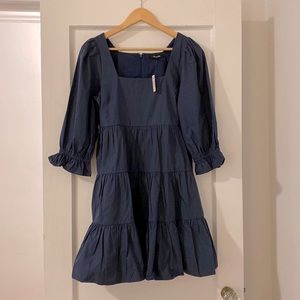 NWT Madewell Poplin Lizzie Babydoll Dress in Navy